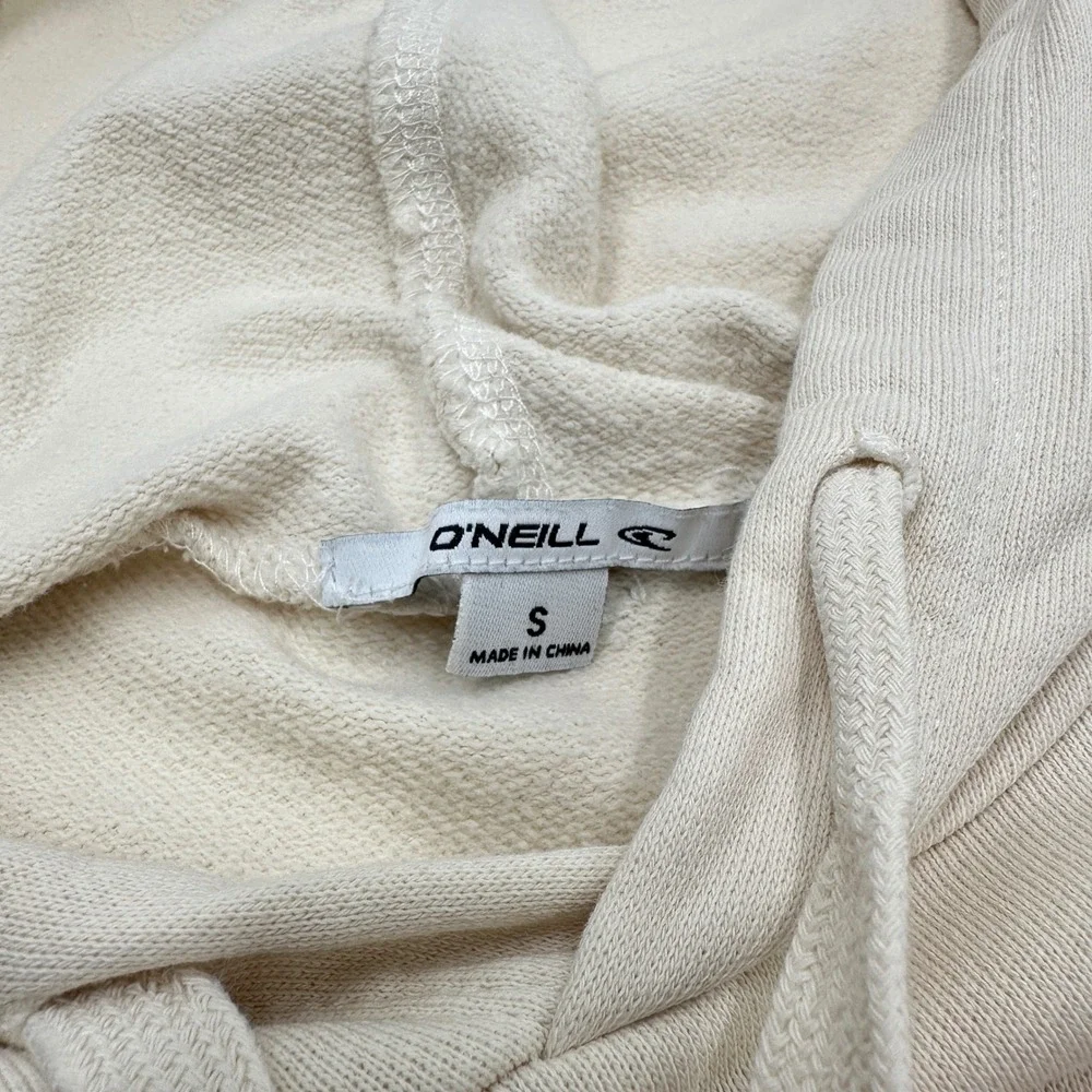 O'Neill Surf Hoodie Womens Small Cream Excellent Rainbow Graphic Beachy Retro